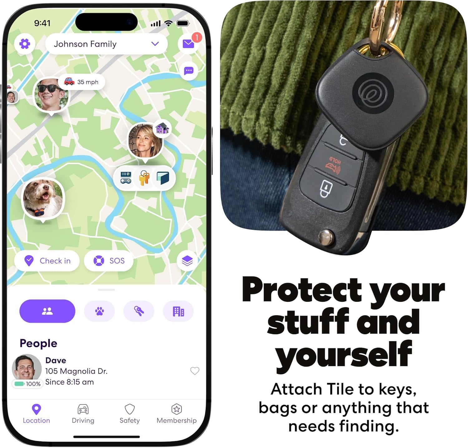 Tile - Bluetooth Tracker, Keys Finder and Item Locator for Keys, Bags and More. Phone Finder. Both Ios and Android Compatible. 2-Pack (Black/White)
