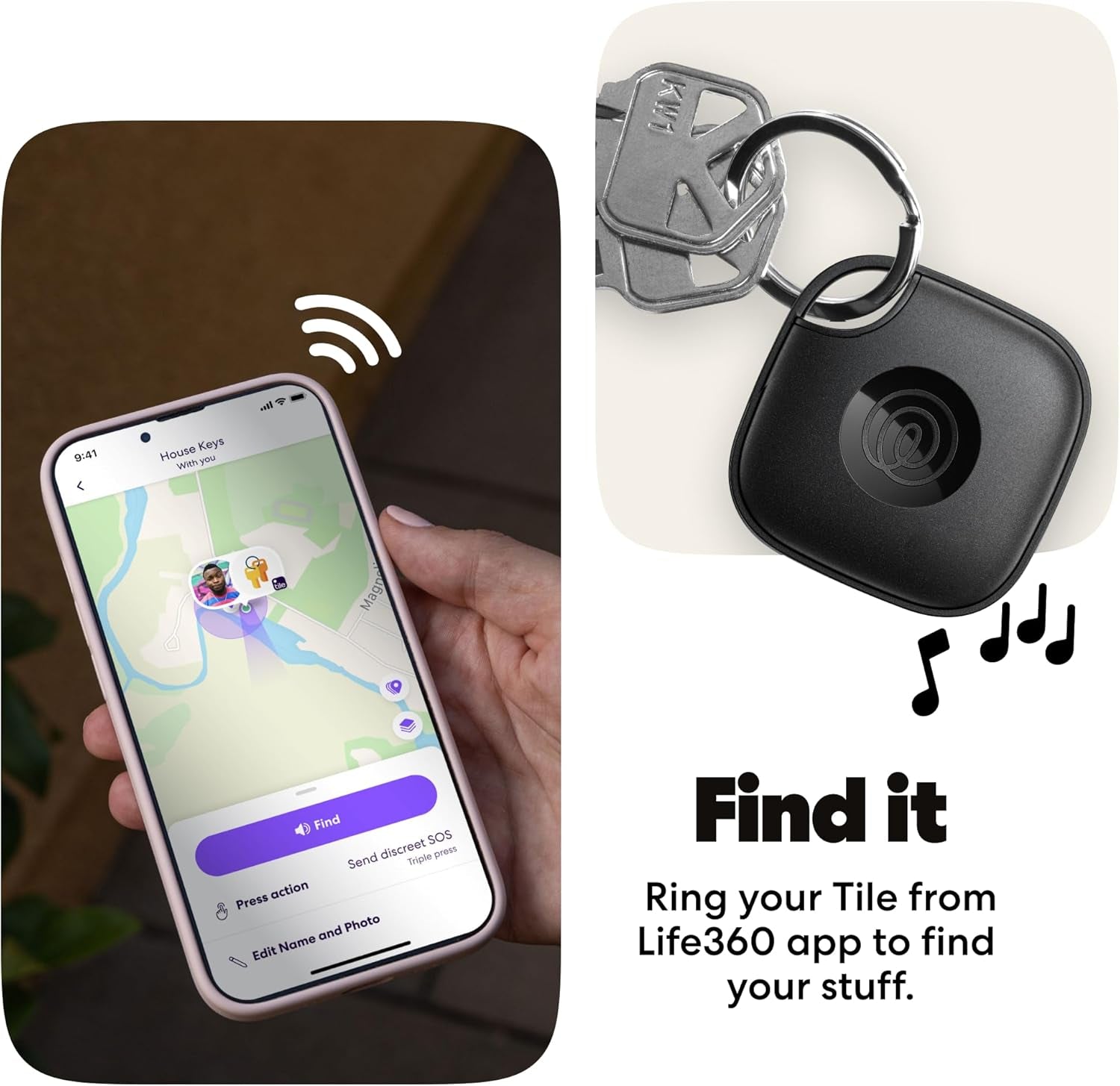 Tile - Bluetooth Tracker, Keys Finder and Item Locator for Keys, Bags and More. Phone Finder. Both Ios and Android Compatible. 2-Pack (Black/White)