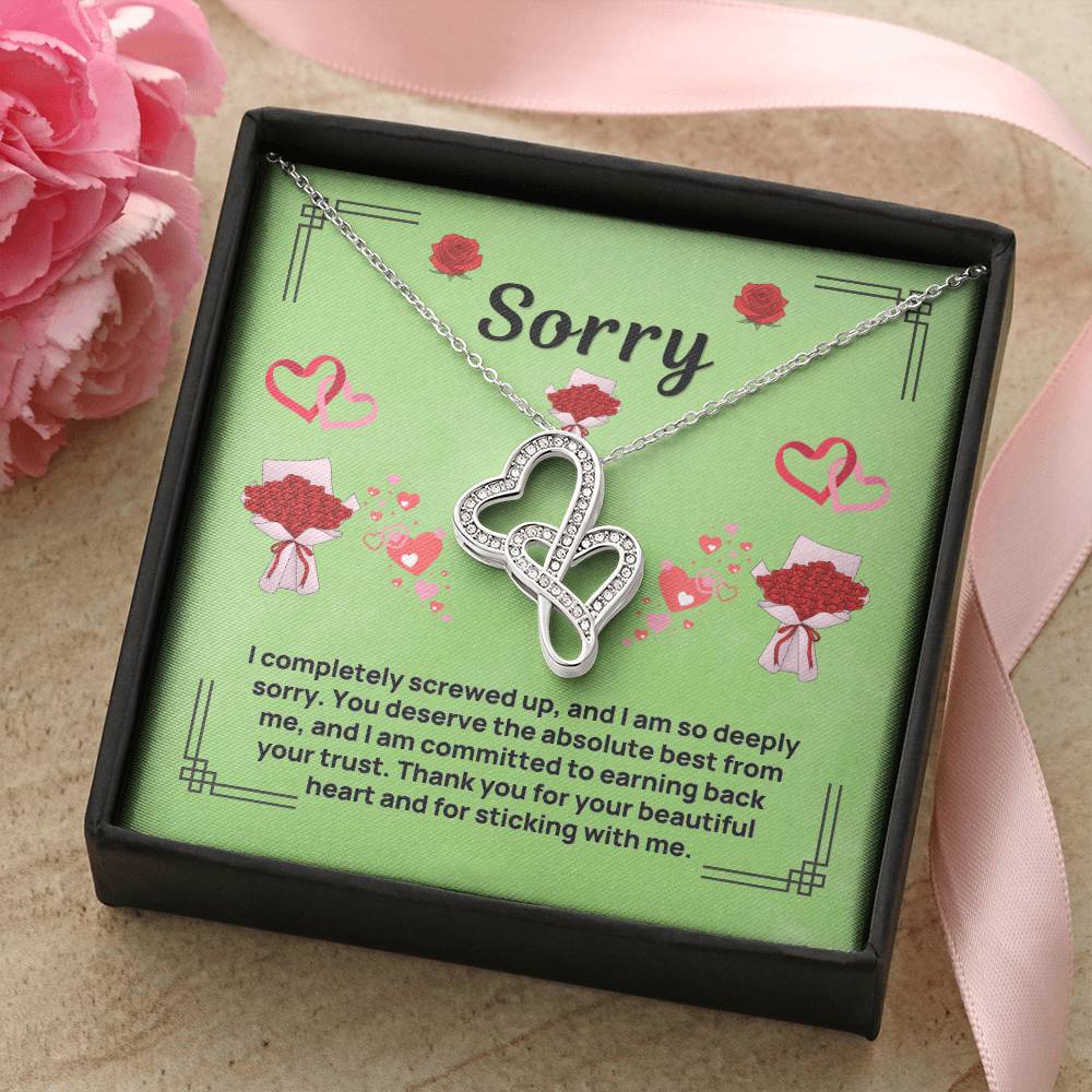 Heart to heart necklace with silver-tone heart infinity pendant, in green gift box