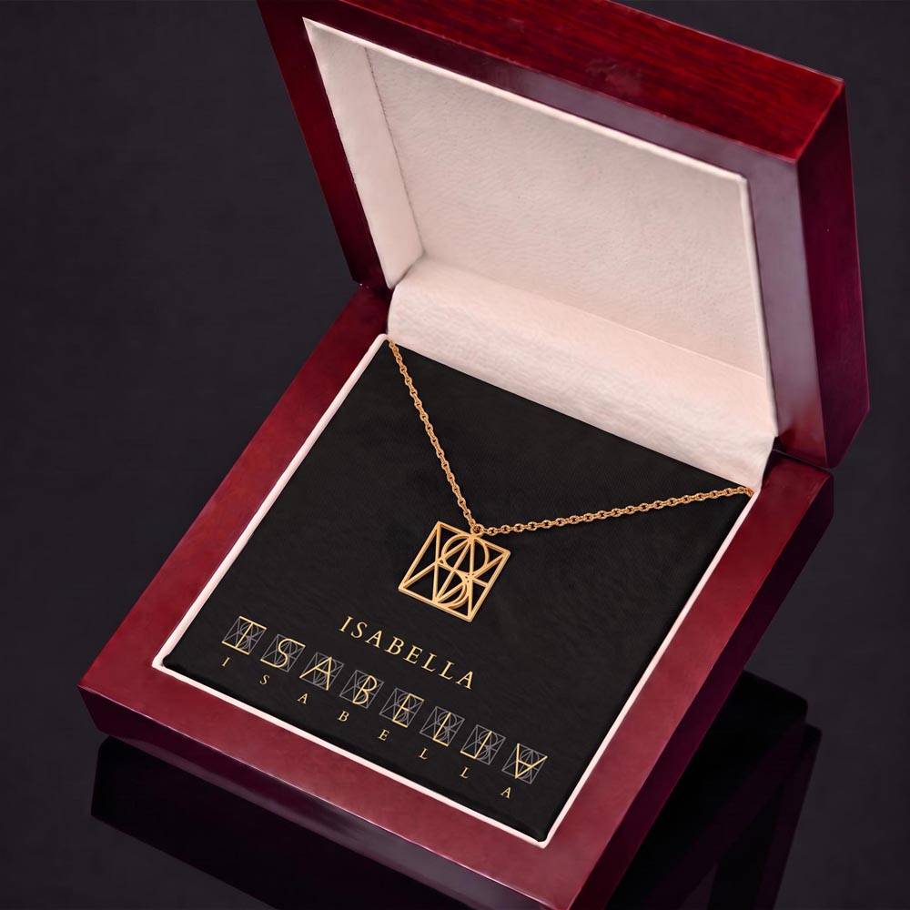 Personalized name necklace with monogram pendant and lettered name, silver-tone chain