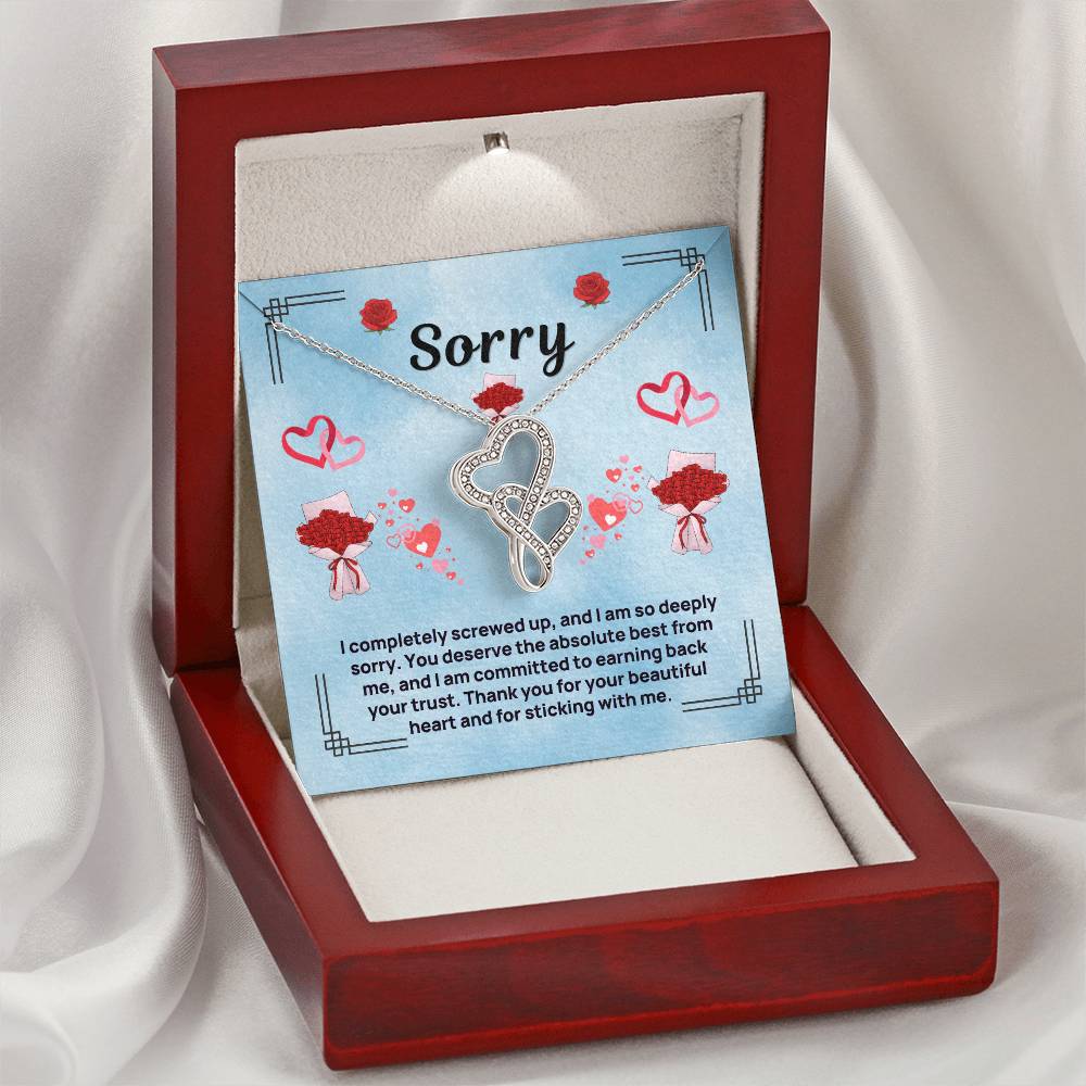 Heart-to-heart necklace with silver-tone heart pendant in red presentation box