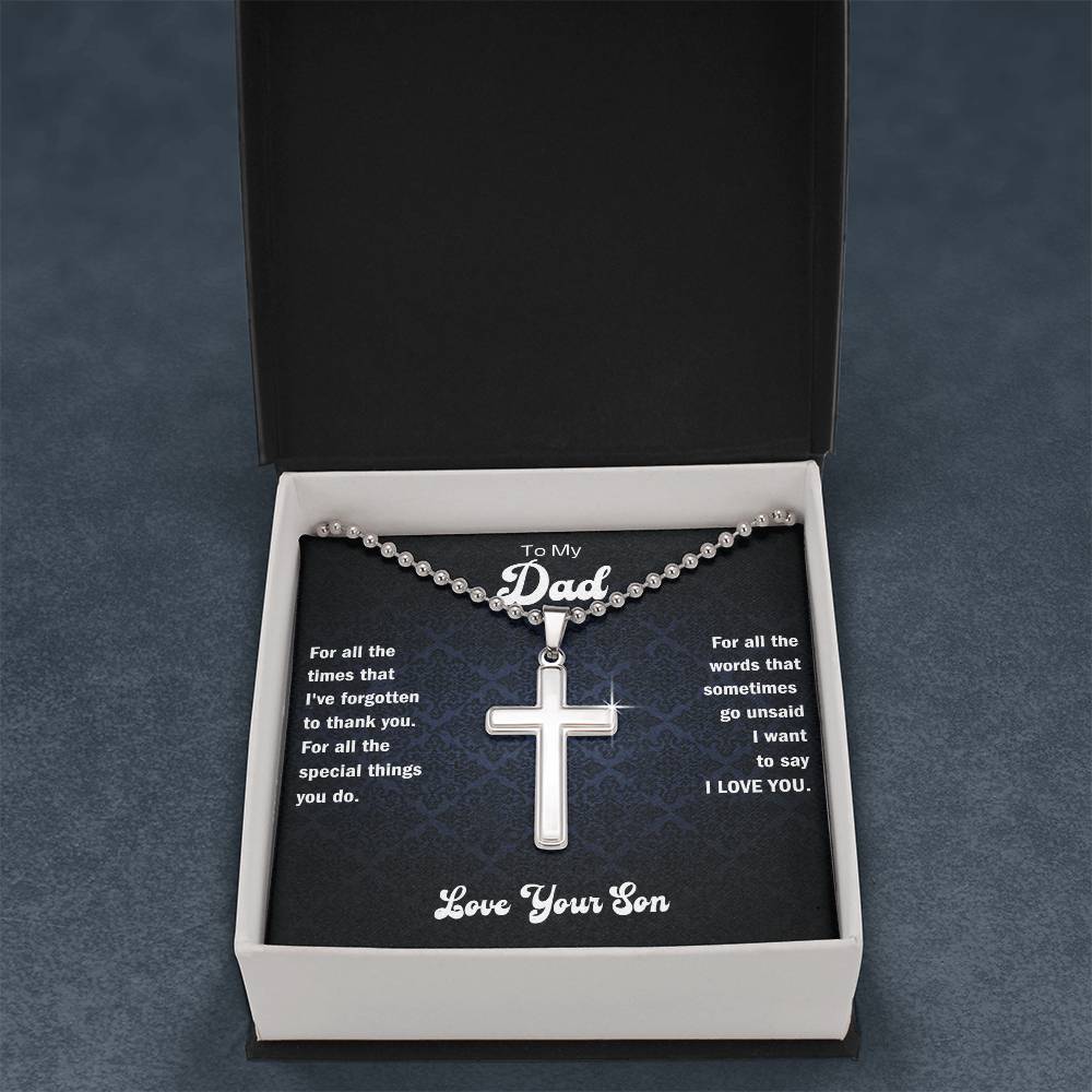 Cross pendant necklace gift box set with “Love Your Son” on card