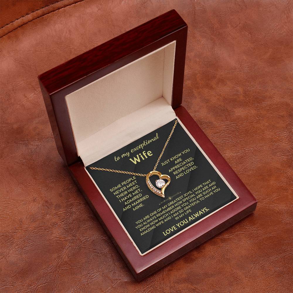 Gold-tone heart CZ pendant necklace on chain in a gift box