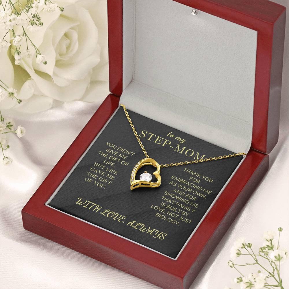 Heart pendant necklace with gold chain in red gift box