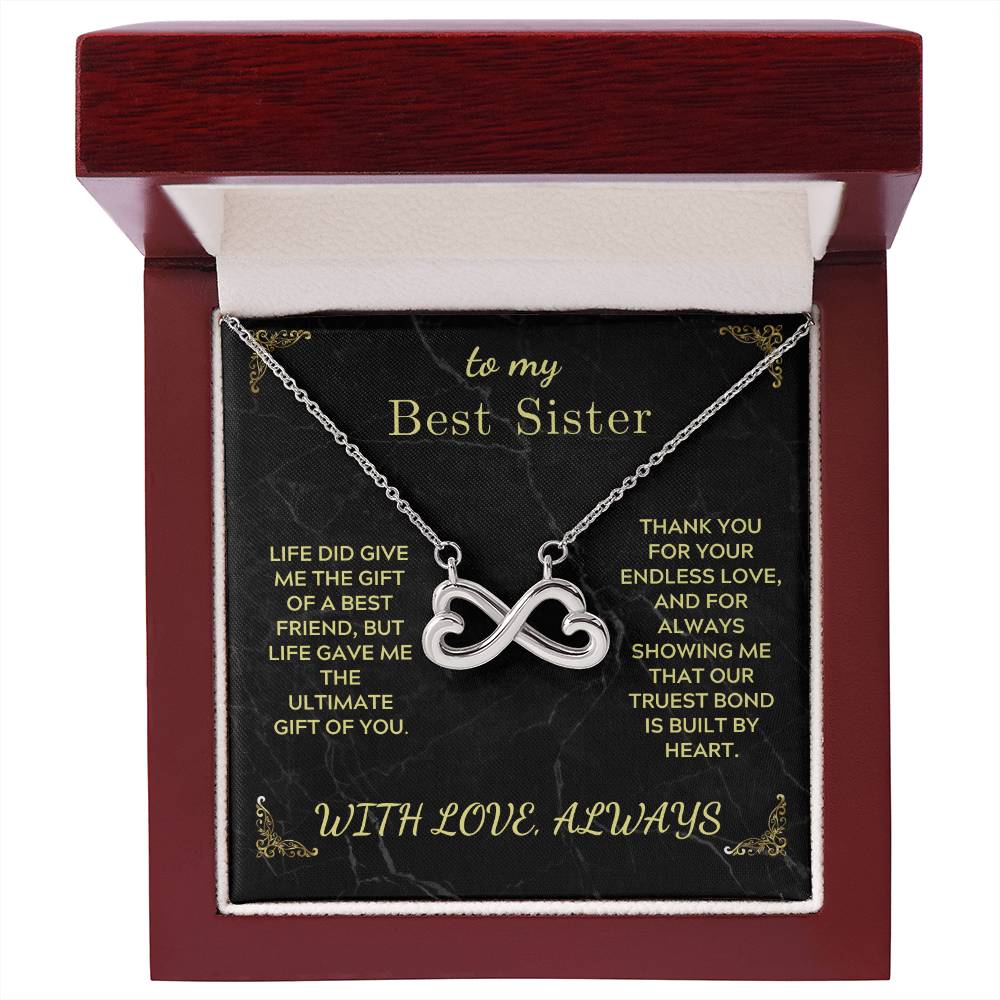 Infinity heart necklace with silver-tone chain, in red gift box