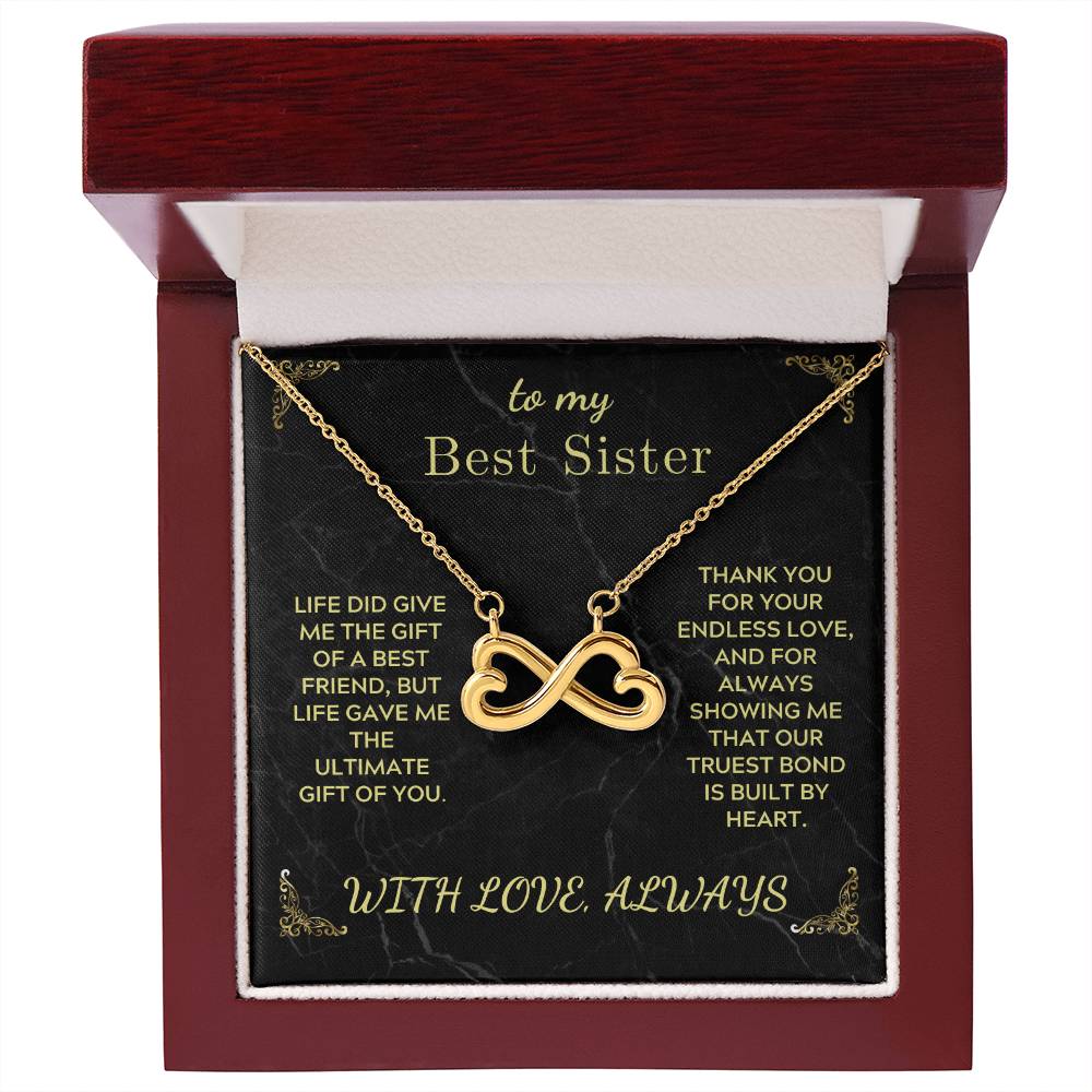 Infinity heart necklace with gold-tone chain, in red gift box
