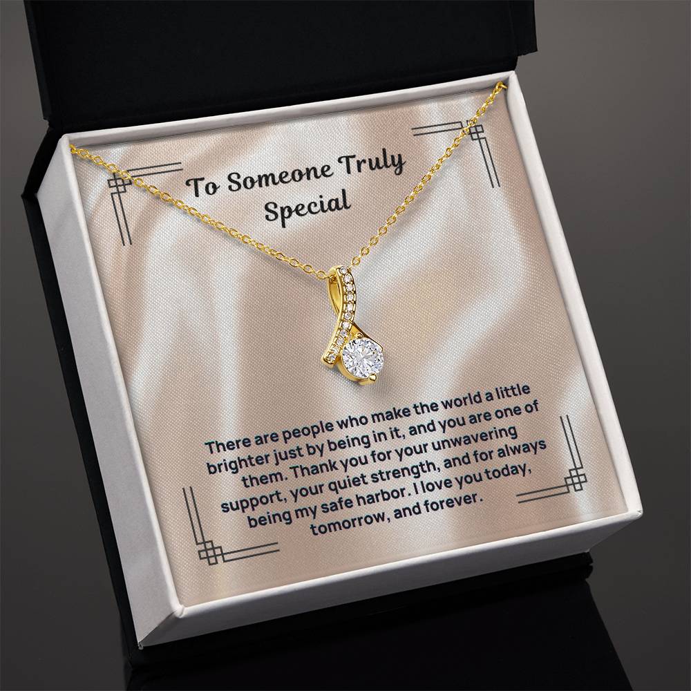 Gold-tone “To Someone Truly Special” necklace in gift box with pendant centerpiece