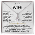 Silver-tone pendant necklace in gift box with 'to my WIFE' text