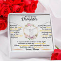 Silver-tone daughter keepsake necklace in white gift box, floral heart charm pendant