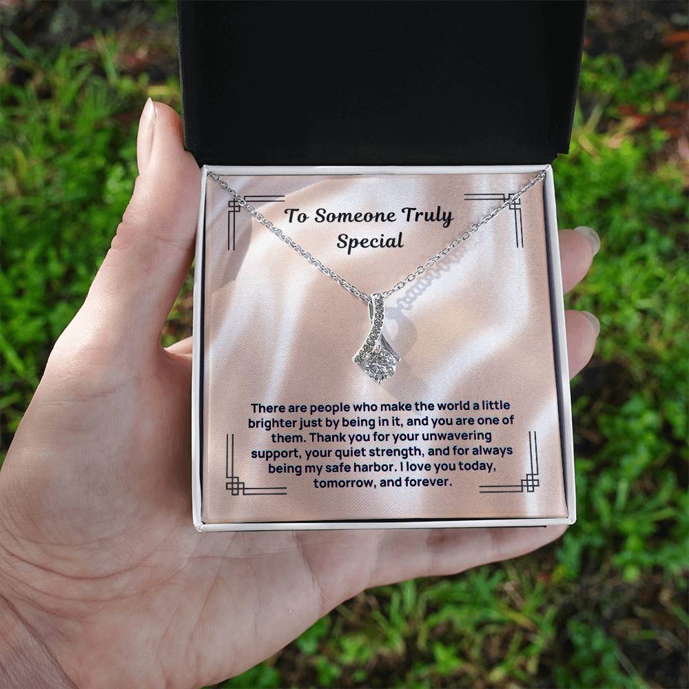 Silver-tone “To Someone Truly Special” necklace in gift box with message card