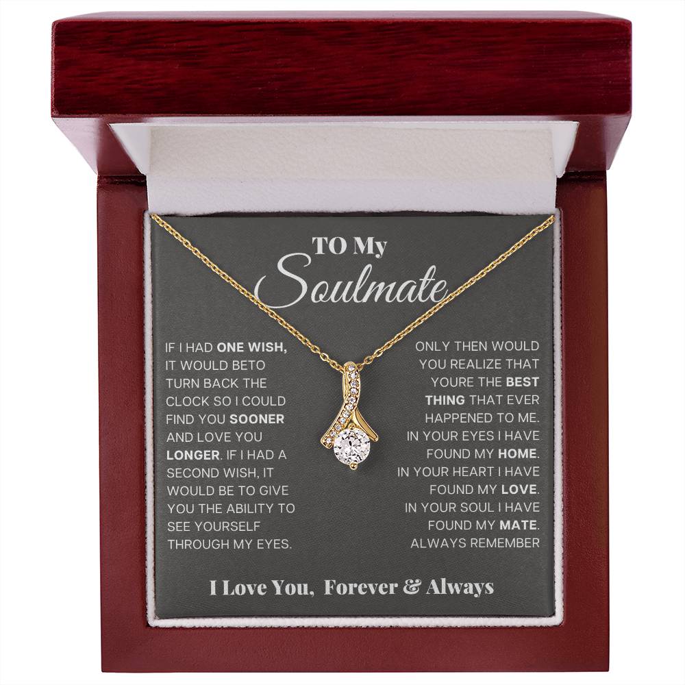 Gold-tone teardrop pendant necklace in red gift box
