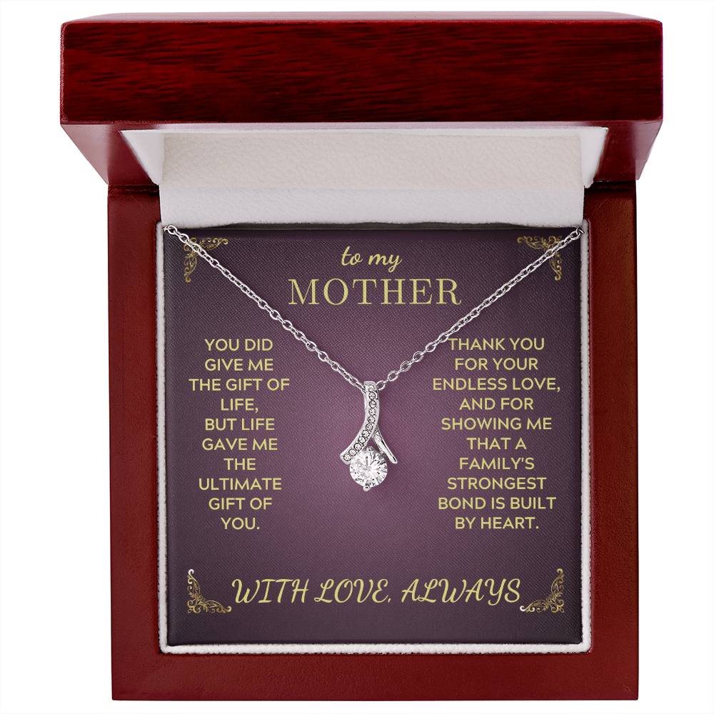 Silver-tone teardrop heart pendant necklace in red jewelry gift box with chain