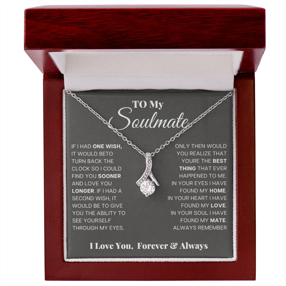 Silver-tone teardrop pendant necklace in red gift box