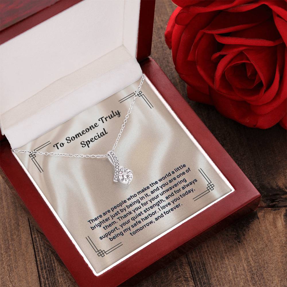 Silver-tone “To Someone Truly Special” necklace in red gift box