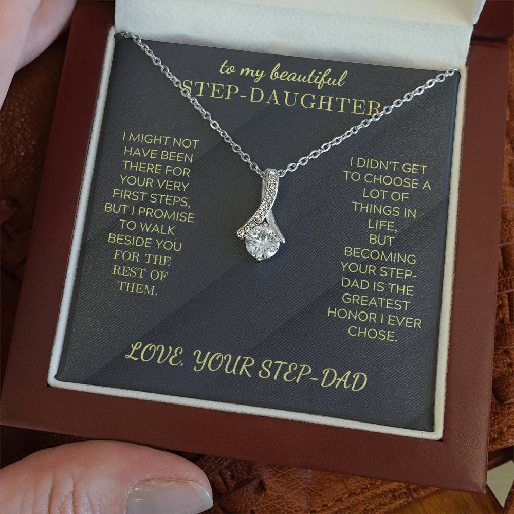 Silver-tone pendant necklace with teardrop cluster charm in small gift box