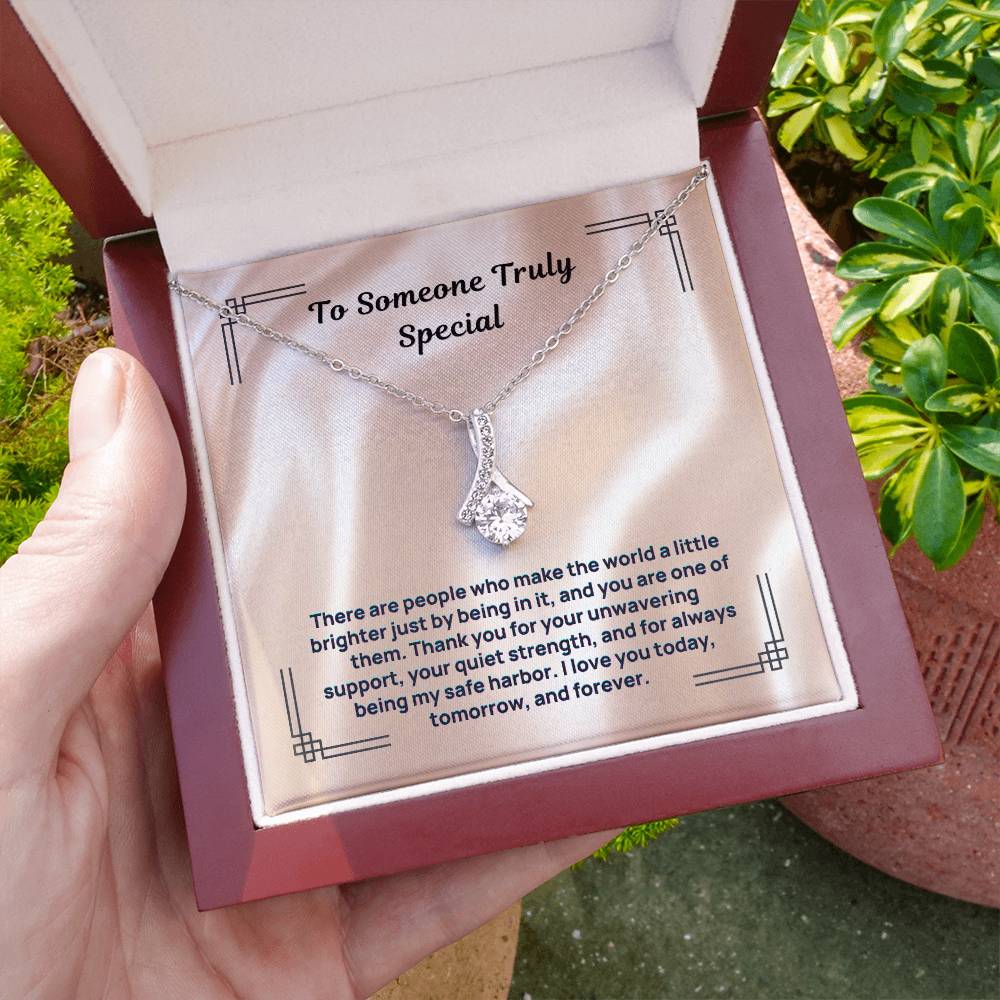 Silver-tone “To Someone Truly Special” necklace in purple gift box