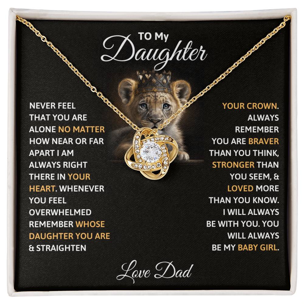 Gold-tone crown pendant necklace in gift box with round charm and chain
