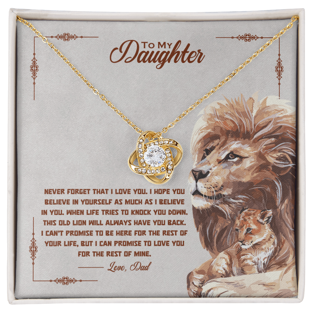Gold-tone daughter promise necklace with round heart pendant, in gift box