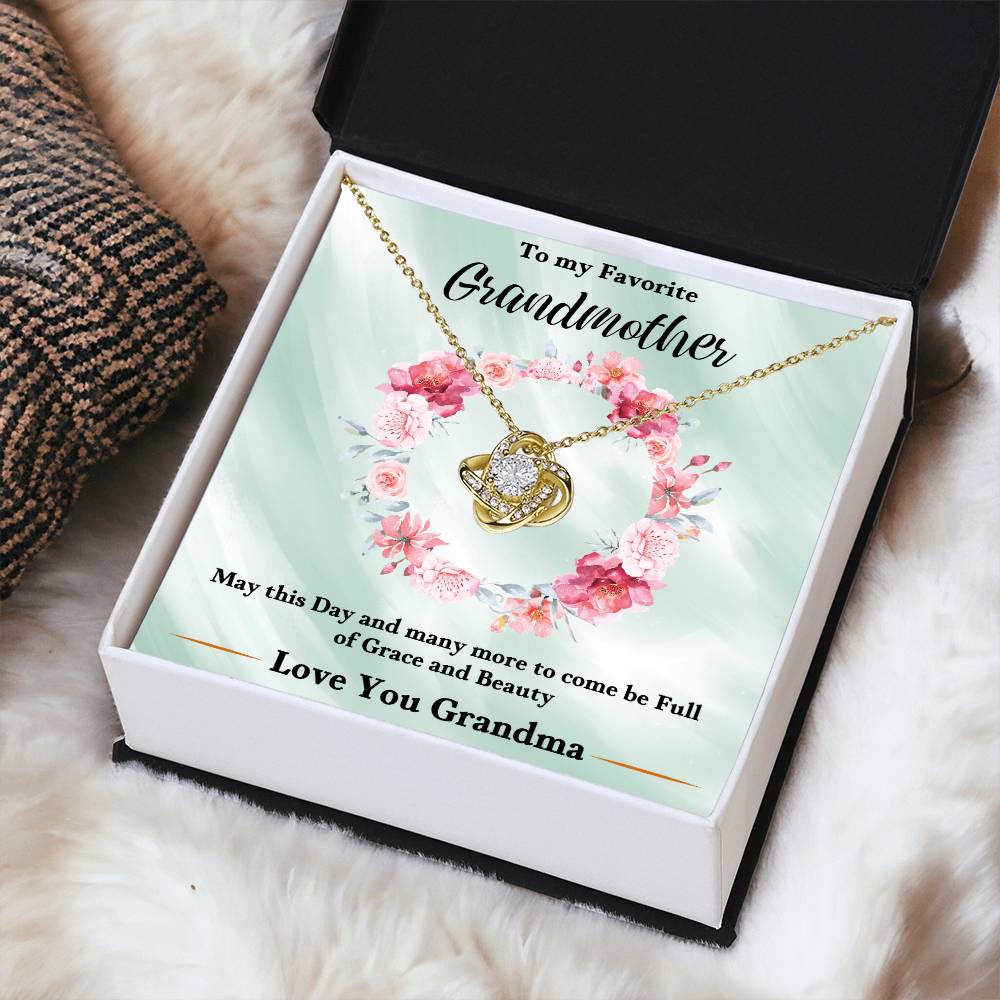 Gold love-knot heart pendant necklace with chain in a gift box