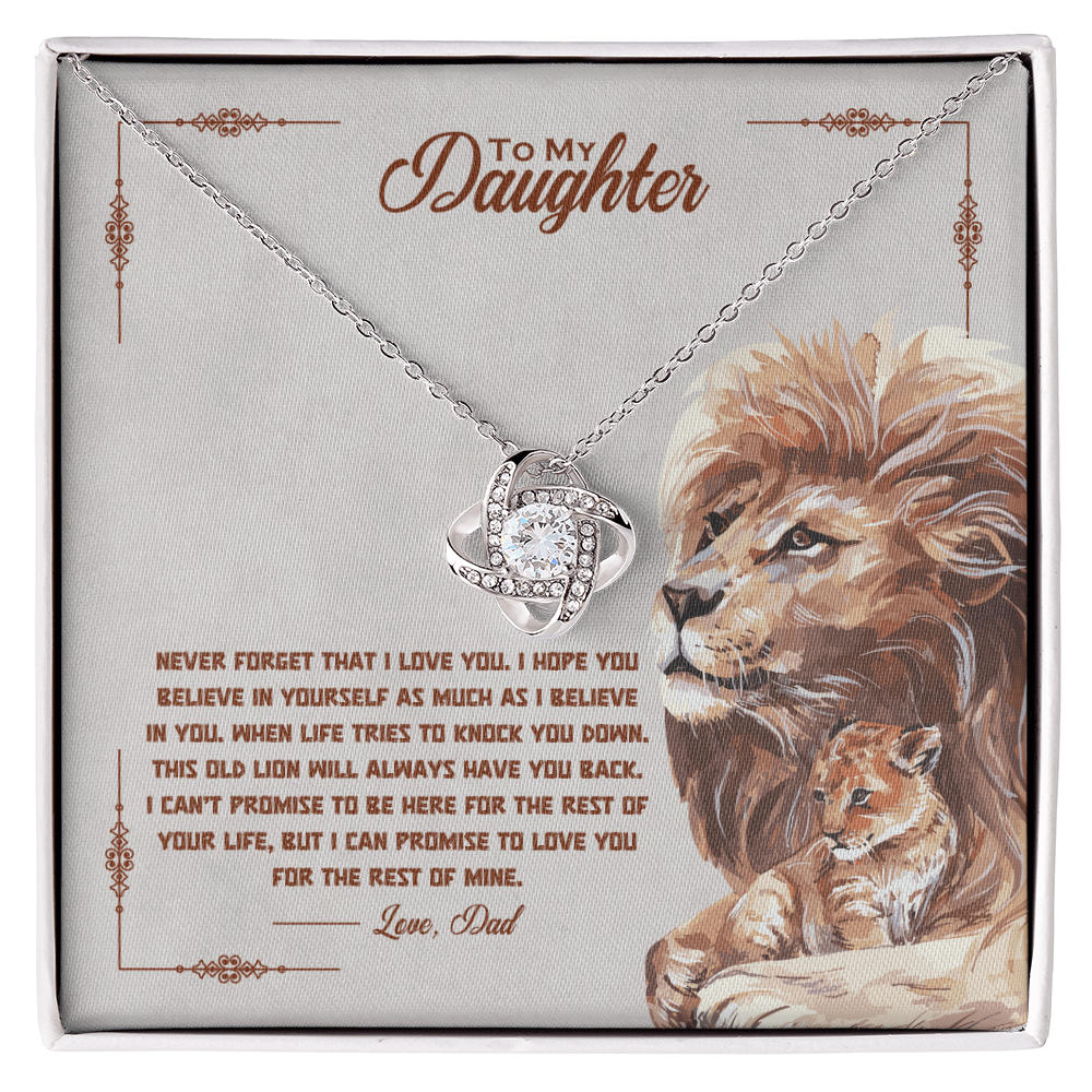 Silver-tone daughter promise necklace with round heart pendant, open gift box