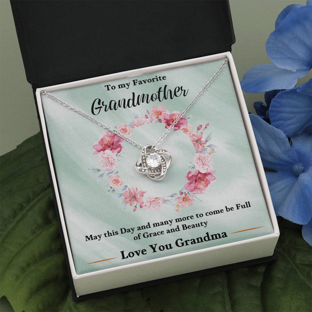 Silver love-knot heart pendant necklace with chain in a gift box