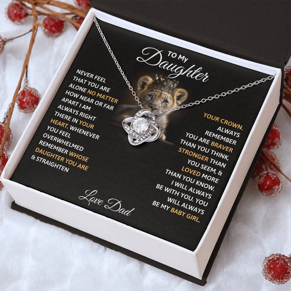Silver-tone pendant necklace in gift box with round crown charm and chain