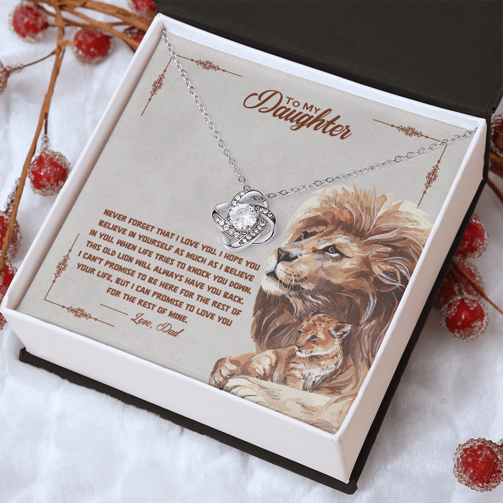 Silver-tone daughter promise necklace with round heart pendant, in gift box