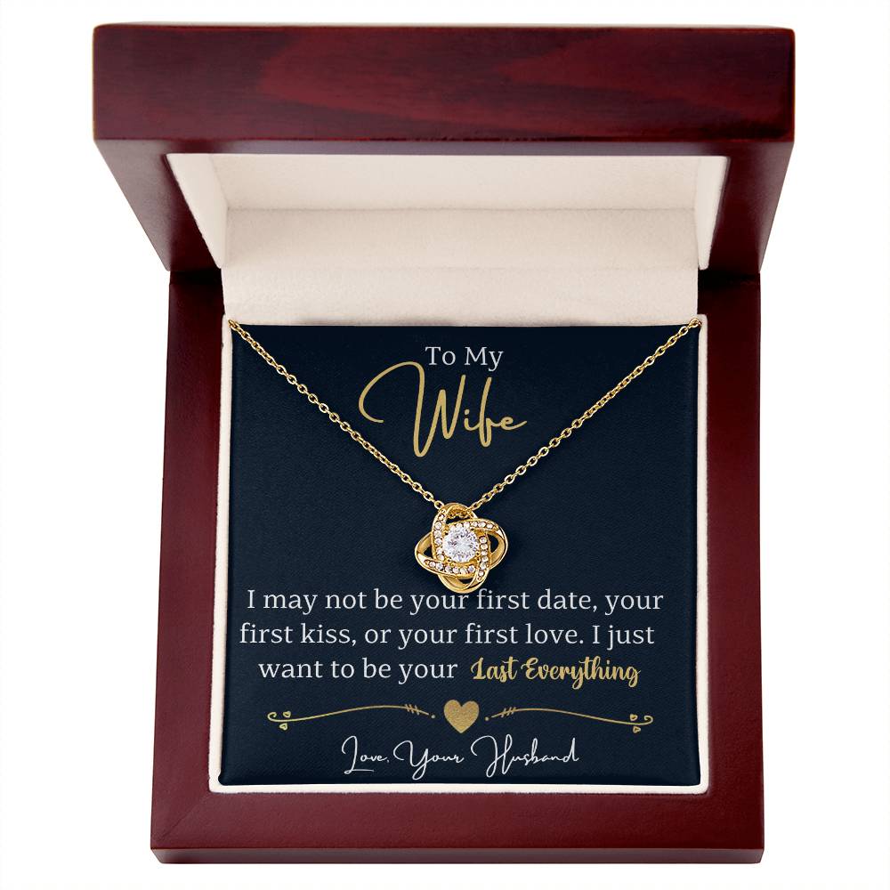 Gold-tone heart halo pendant necklace in brown luxury gift box with “To My Wife”