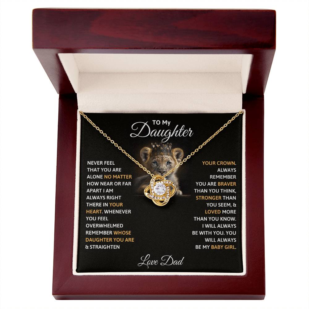 Gold-tone pendant necklace in red gift box with black insert and chain