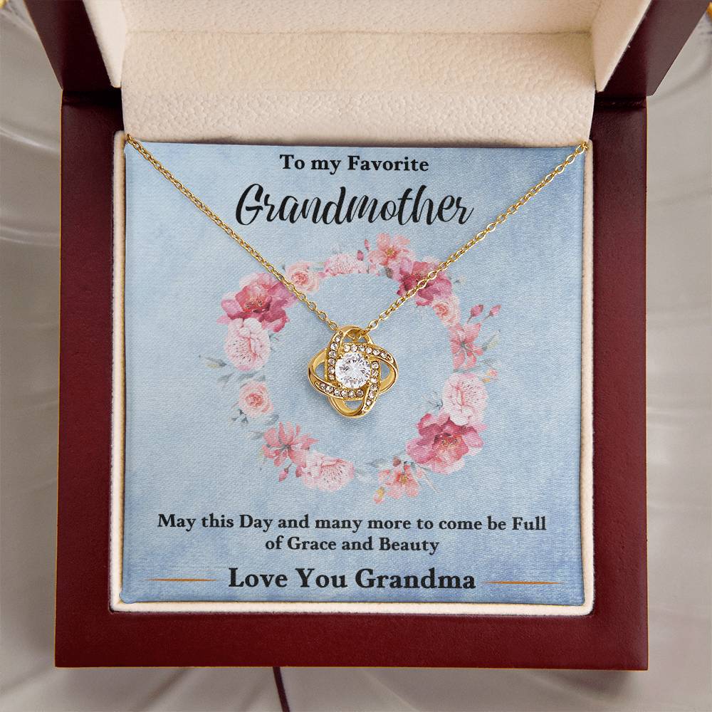 Gold-tone love knot heart pendant necklace in gift box