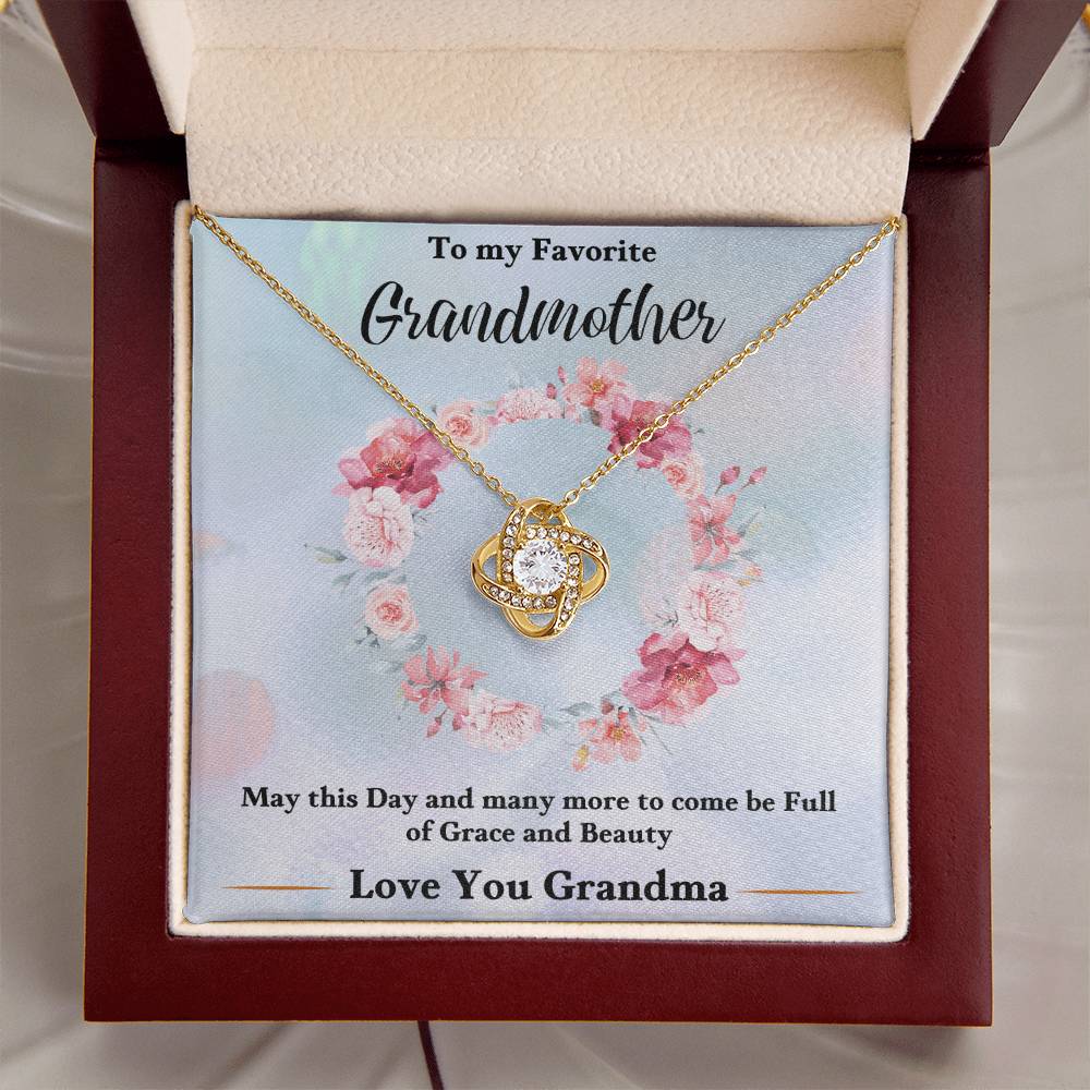 Gold heart knot pendant necklace in gift box