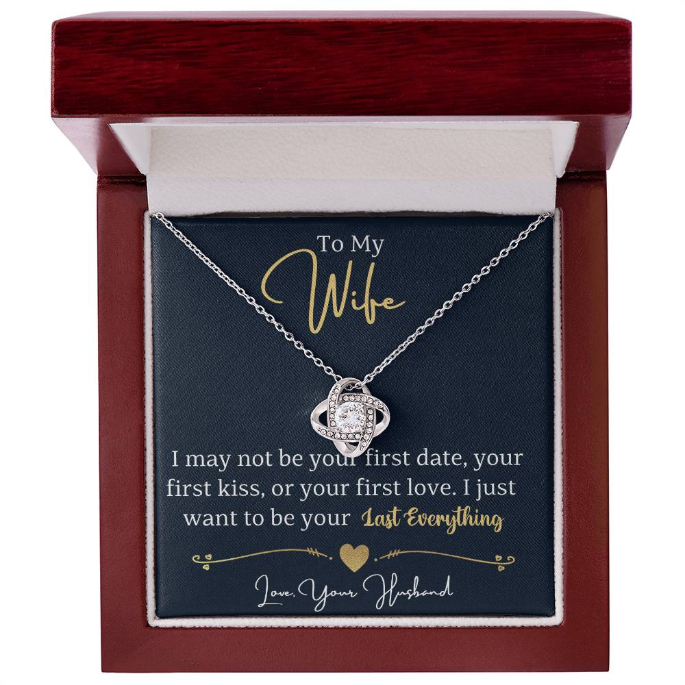 Silver-tone heart halo pendant necklace in red luxury gift box with “To My Wife”