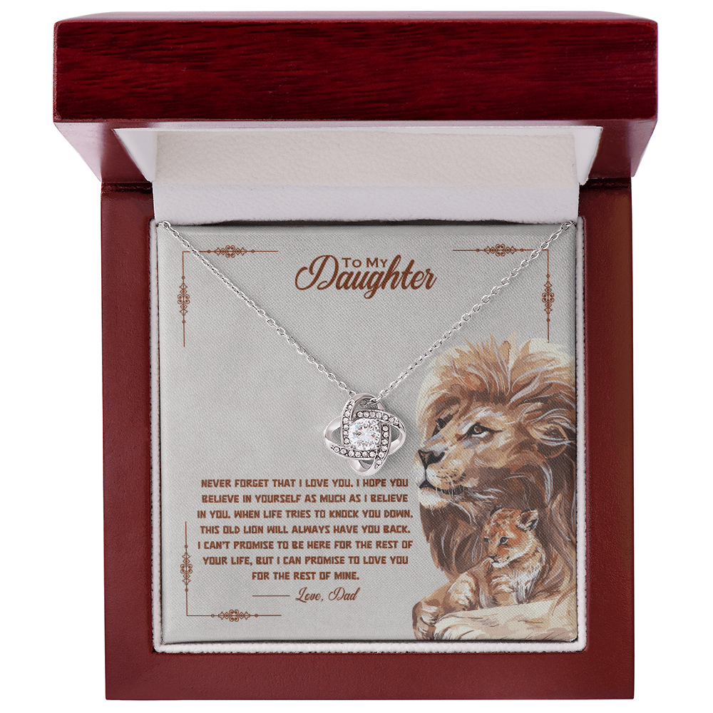Silver-tone daughter promise necklace with round heart pendant, in red gift box