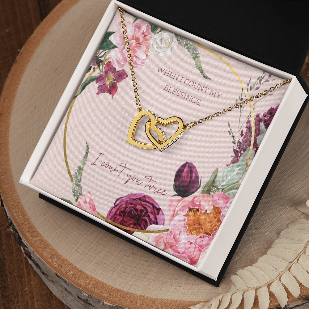 Gold heart pendant necklace on chain displayed in a gift box tray