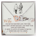 Silver-toned heart pendant necklace in a gift box with printed message and figures