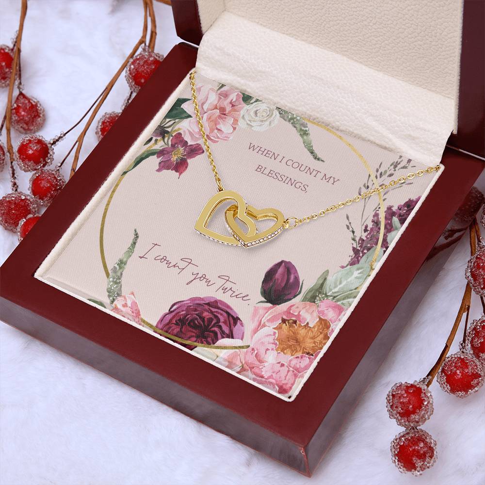 Gold-tone infinity heart pendant necklace with cable chain in gift box