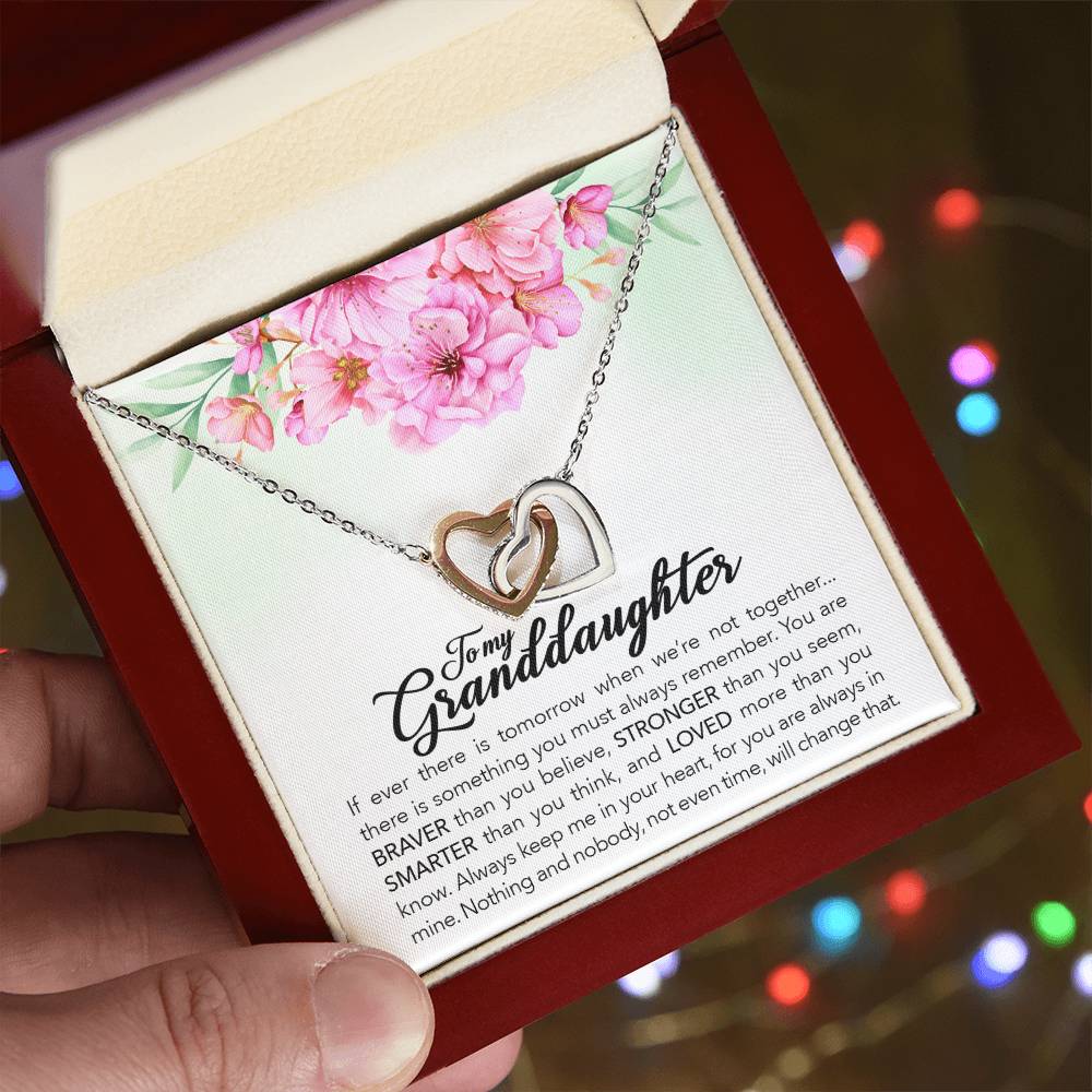 Heart pendant necklace in gift box with floral card and silver chain