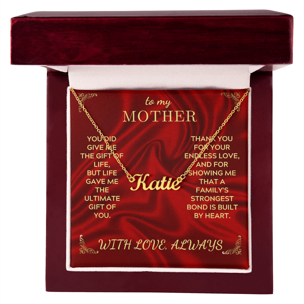 Personalized name necklace with Katie pendant and gold-tone chain in gift box