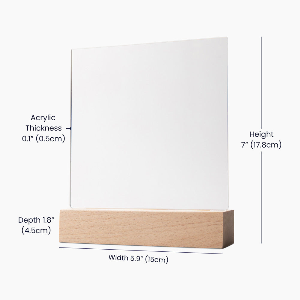 Acrylic square plaque size diagram: 7 in height, 5.9 in width, 1.8 in depth
