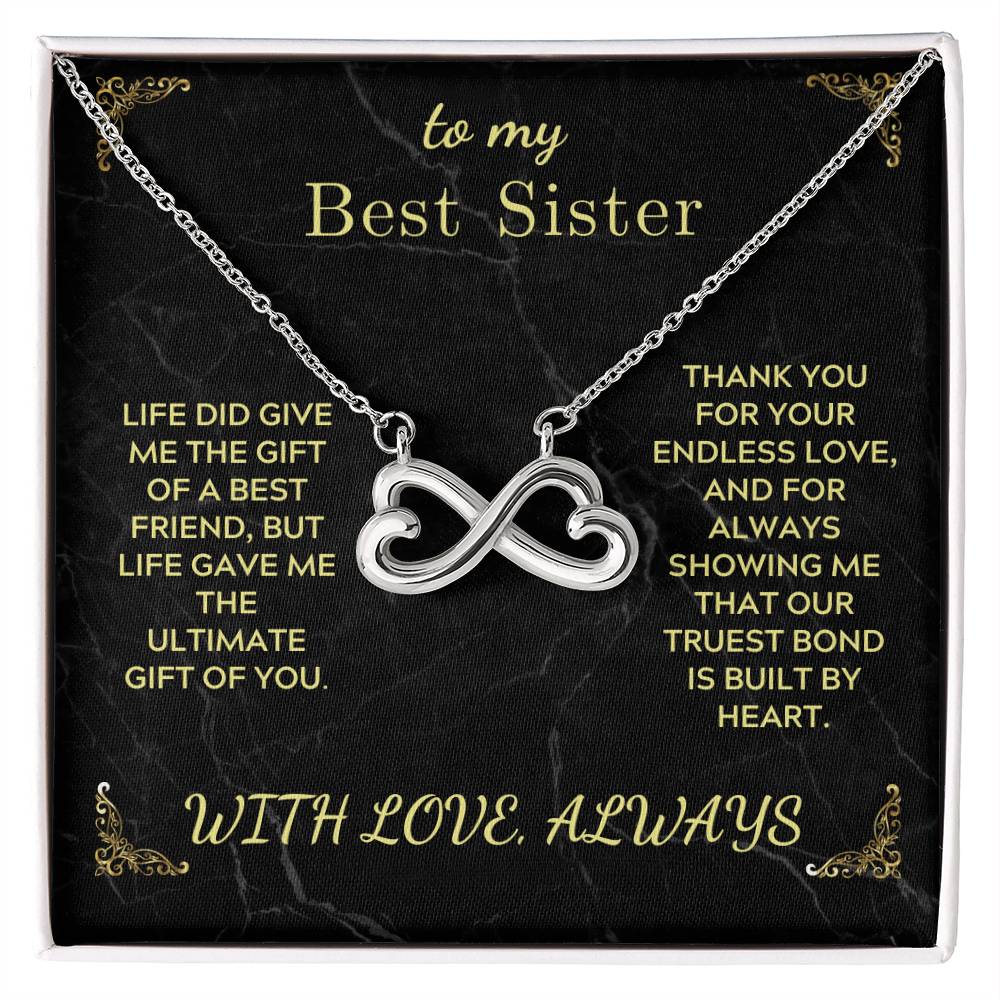 Infinity heart necklace with silver-tone chain, in black gift box