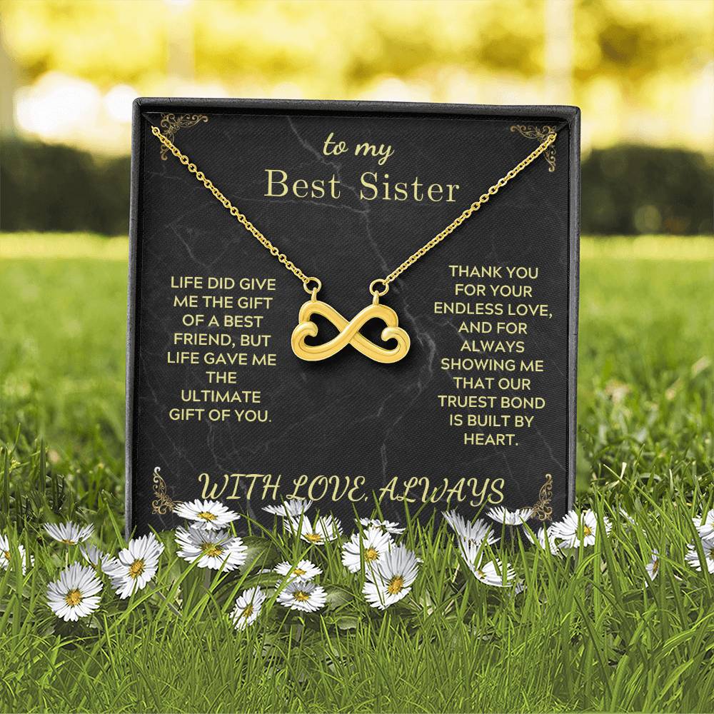 Infinity heart necklace with gold-tone chain, in black gift box