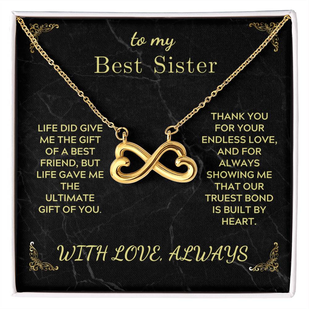 Infinity heart necklace with gold-tone chain, in black gift box