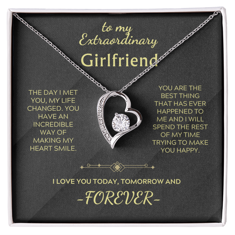 Silver-tone Forever Love Necklace: heart pendant with clear crystal, chain included