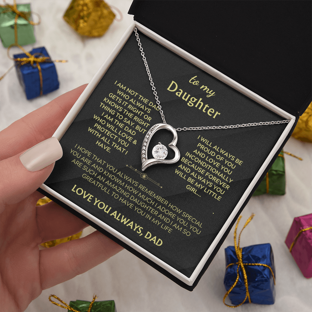 Heart pendant necklace with silver chain and crystal in black card gift box