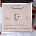 Heart pendant necklace with silver-tone chain and sparkle center stone in gift box
