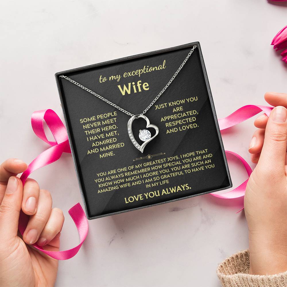 Heart pendant necklace with message card in gift box
