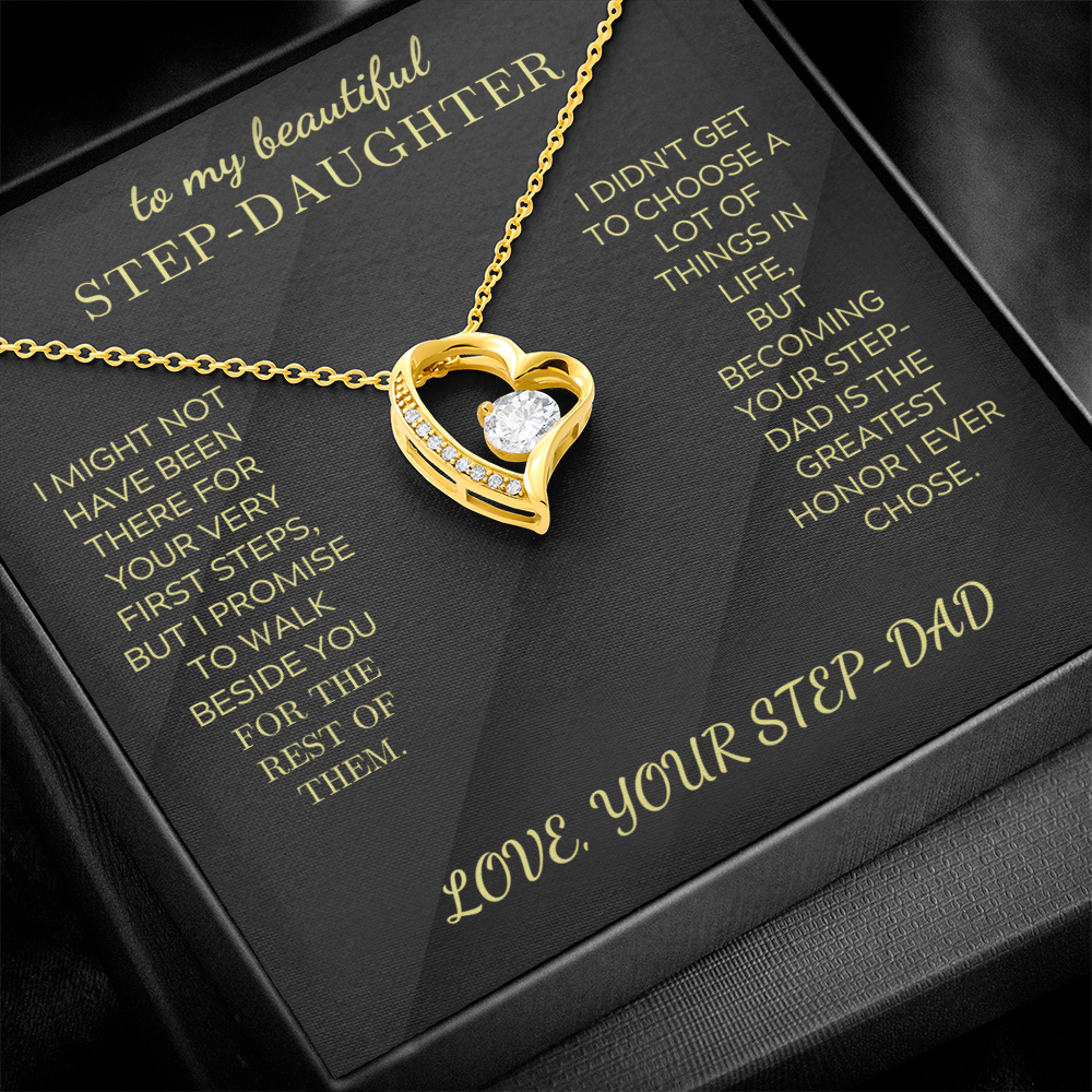 Gold-tone heart pendant necklace with round crystal and pave accents