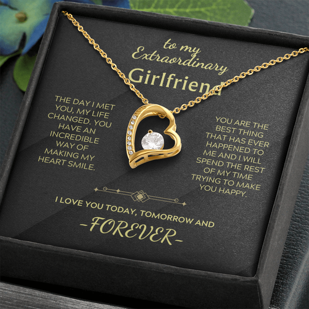 Gold-tone heart pendant Forever Love Necklace with clear center crystal on chain