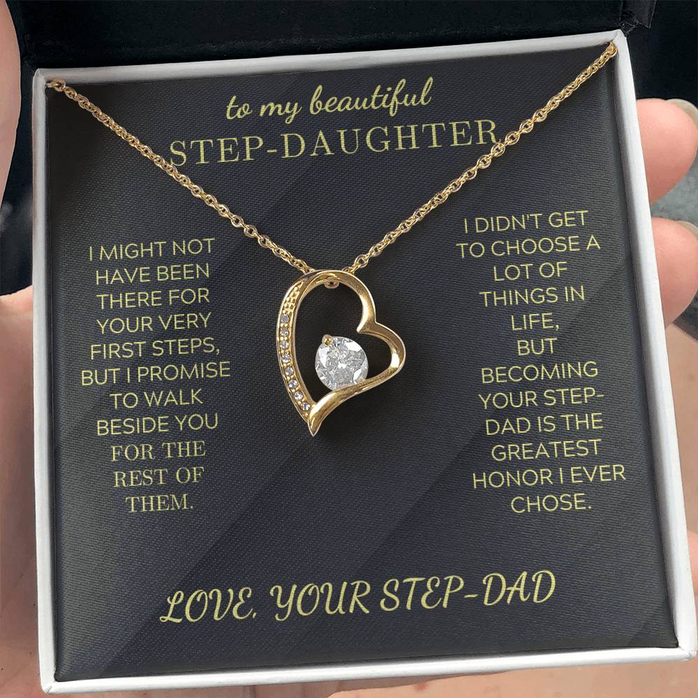 Heart pendant necklace, gold tone heart charm with crystal center, in jewelry gift box
